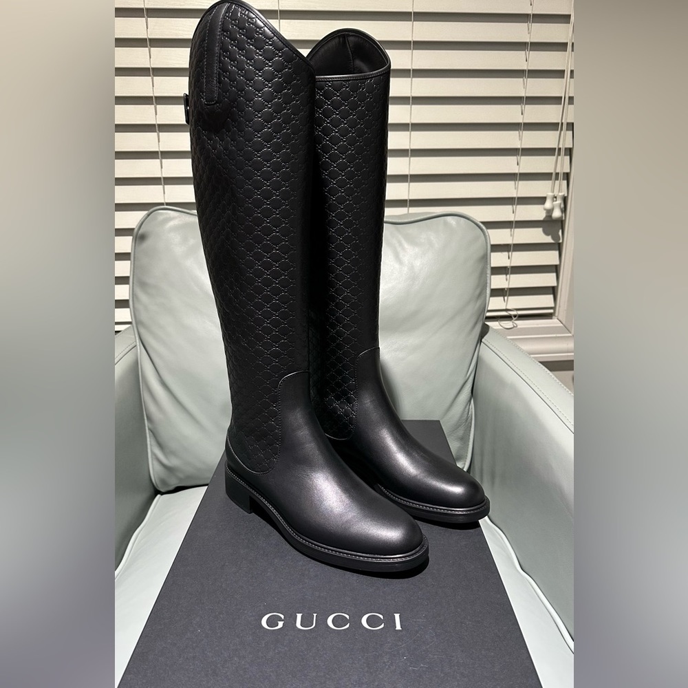 Gucci Guccissima Maud Black leather Riding boots